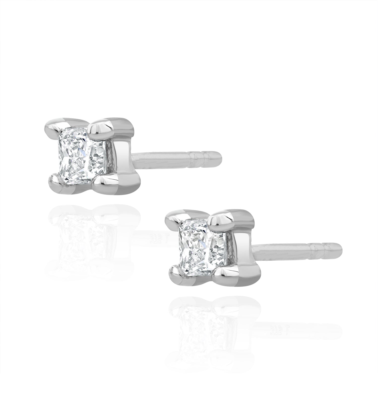 Princess Cut Lab Diamond Stud Earrings 0.30ct in 9K White Gold